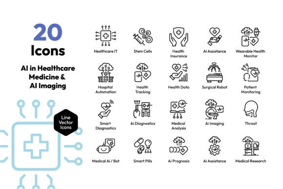 AI in Healthcare Icon Set: Graphics and Icons for Modern Branding