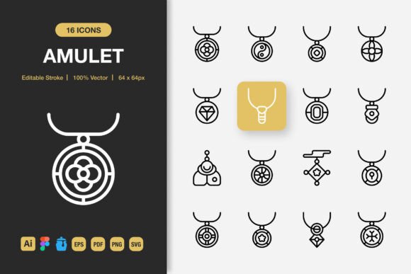 Amulet Outline Icons: Graphics for Every Project