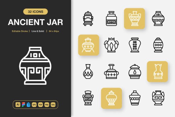 Ancient Jar Icons: Graphics and Icons for Creative Publishing
