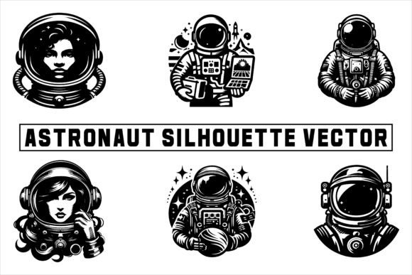 Astronaut Vector Silhouettes: Graphics for Creative Sellers