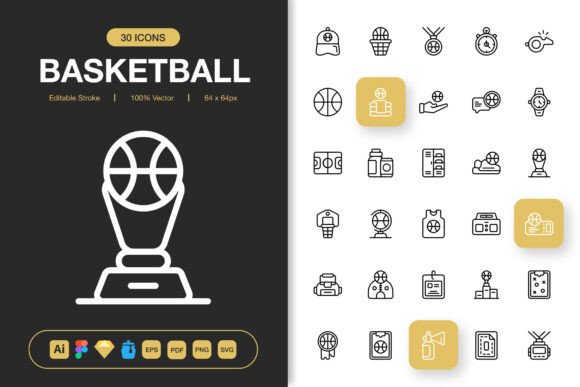 Basketball Icons Pack: Graphics for Crafters