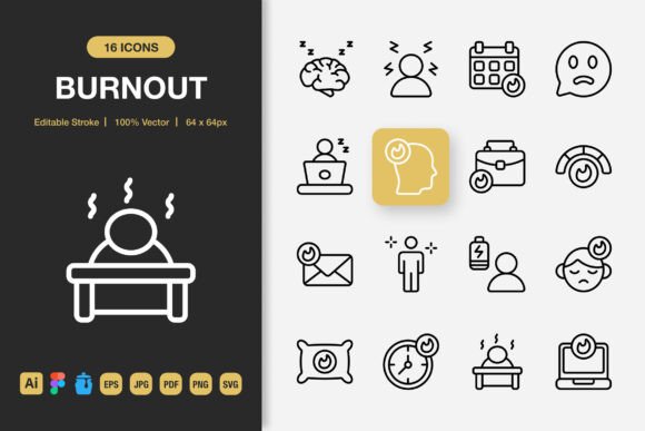 Burnout Outline Icons: Graphics and Icons for Modern Design