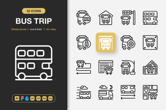 Bus Trip Icons: Graphics and Icons for Creative Publishing
