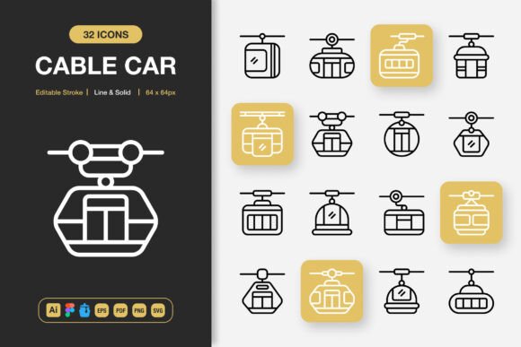 Cable Car Icons: Graphics and Icons for Modern Design