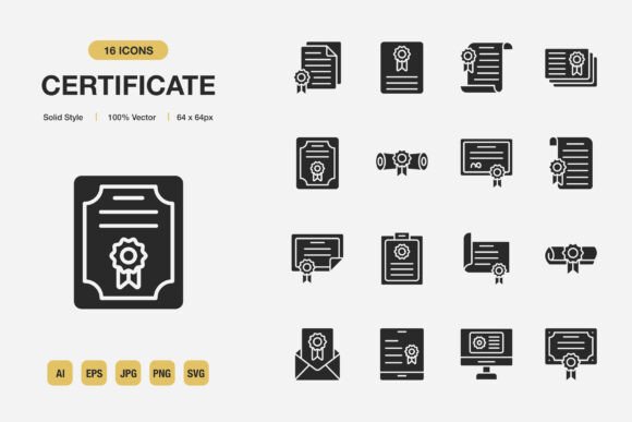 Certificate Solid Icons: Graphics for Real Business