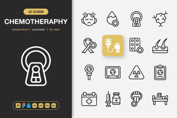Chemotheraphy Icons for Graphic Design