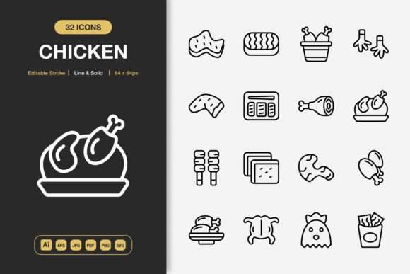 Chicken Icons: Graphics and Icons for Digital Sellers