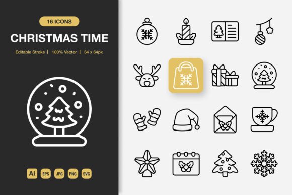 Christmas Time Outline Icons