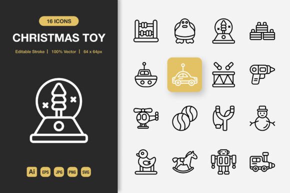 Christmas Toy Outline Icons