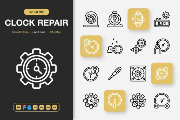 Clock Repair Icons: Graphics & Icons for Local Business