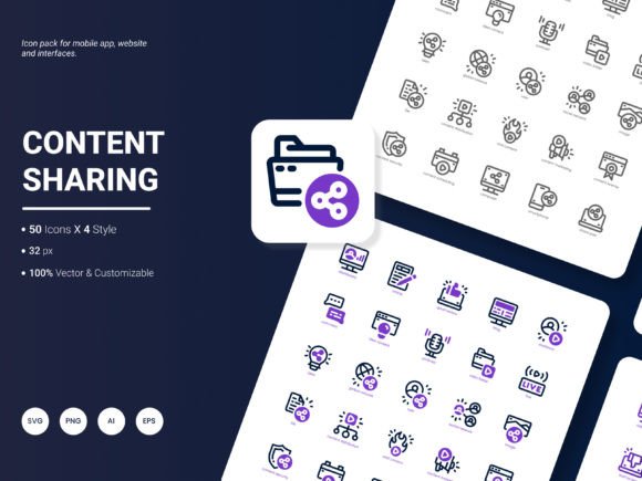 Content Sharing Icon Pack: Graphics and Icons for Digital Sellers