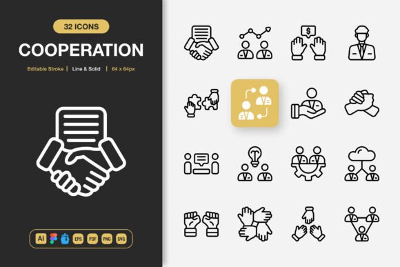 Cooperation Icons: Graphics for Modern Design