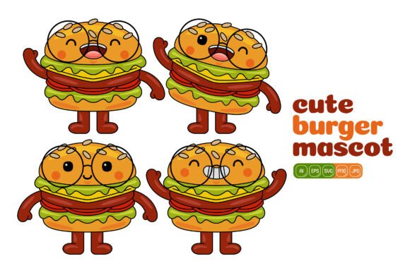 Cute Burger Mascot Vector Pack 01: Graphics and Illustrations for Creative Projects