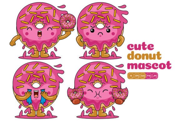 Cute Donut Mascot Vector Pack 02: Graphics with Layer Styles