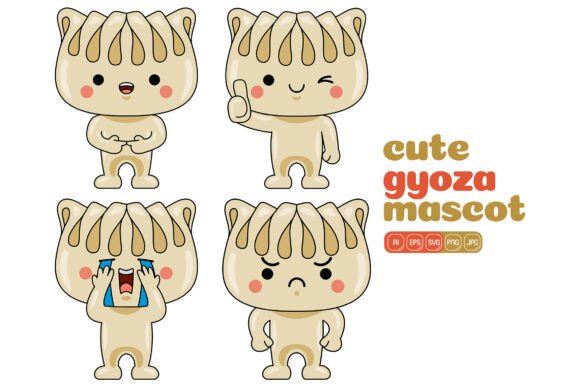 Cute Gyoza Mascot Vector Pack 02: Graphics for Creative Projects