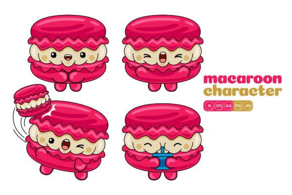 Cute Macaroon Mascot Vector Pack 02: Graphics for Handmade Creations