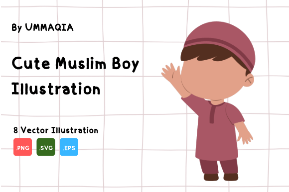 Cute Muslim Boy Vector Illustration Graphics