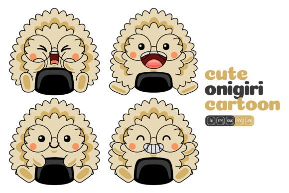 Cute Onigiri Mascot Vector Pack 03: Graphics for Local Branding
