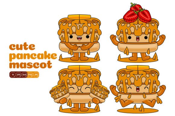 Cute Pancake Mascot Vector Pack 02