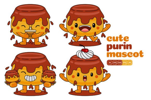 Cute Purin Mascot Vector Pack 04: Graphics & Illustrations for Handmade Creators