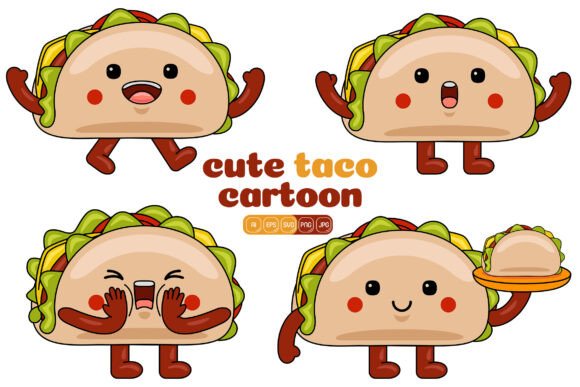Cute Taco Mascot Vector Pack 03: Graphics for Local Business Branding