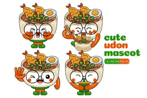 Cute Udon Mascot Vector Pack 03: Graphics and Illustrations for Branding