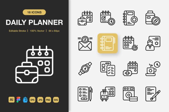 Daily Planner Outline Icons