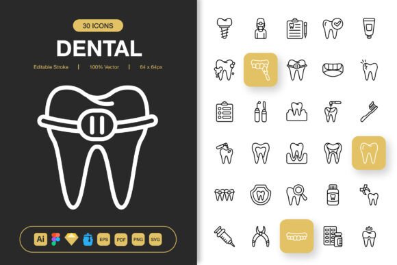 Dental Outline Icons: Graphics for Every Project