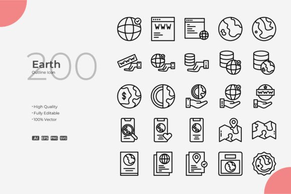Earth Outline Graphics and Icons