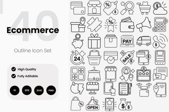 Ecommerce Outline Icons Graphics