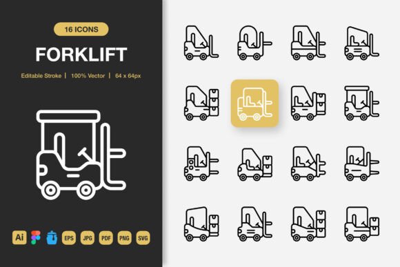 Forklift Outline Icons: Graphics and Icons for Modern Design