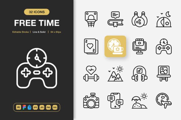 Free Time Outline Icons: Graphics and Icons for Digital Sellers