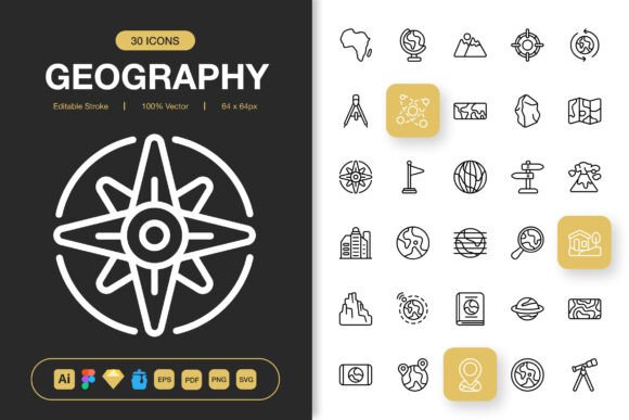 Geography Icons for Graphic Design
