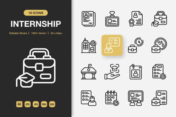 Internship Outline Icons: Graphics and Icons for Local Business