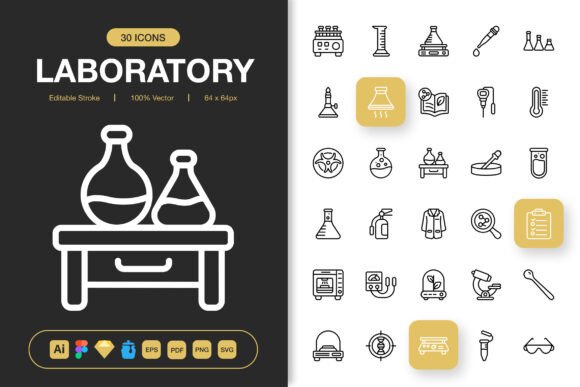 Labratory Icons: Graphics and Icons for Modern Design
