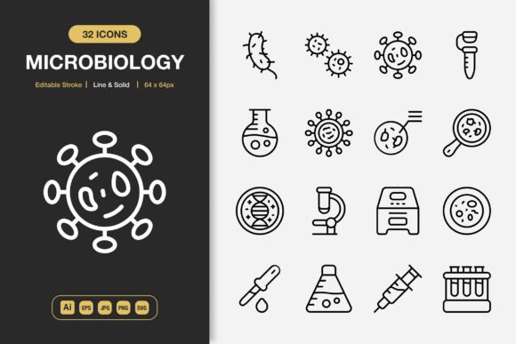 Microbiology Icons: Graphics for Creative Design