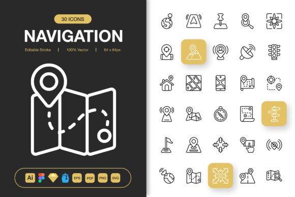 Navigation Outline Icons: Graphics and Icons for Modern Design