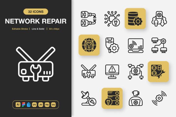 Network Repair Icons Graphics