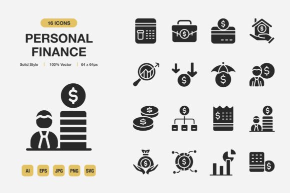 Personal Finance Solid Icons: Graphics and Icons for Real Projects