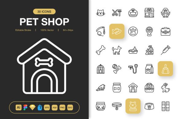 Pet Shop Icons: Graphics for Creative Projects