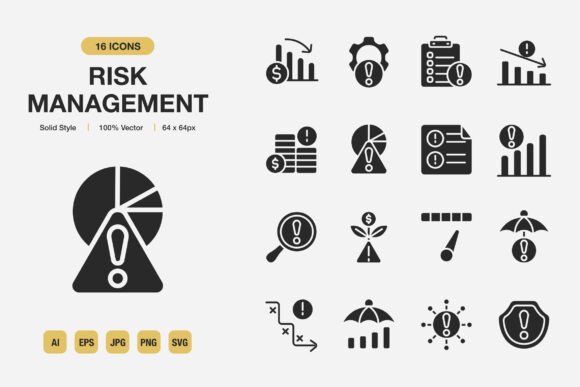 Risk Management Solid Icons: Graphics and Icons for Branding