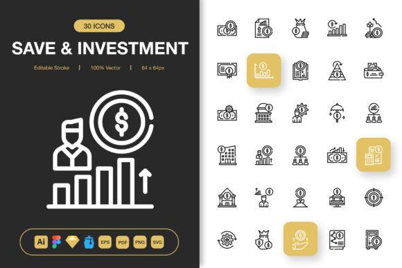 Saving and Investment Icons Graphics