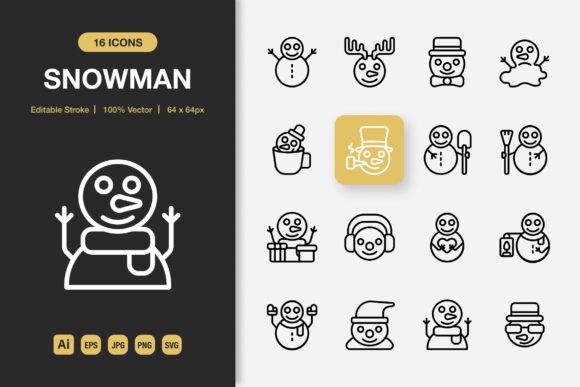 Snowman Outline Icons: Graphics and Icons for Local Branding
