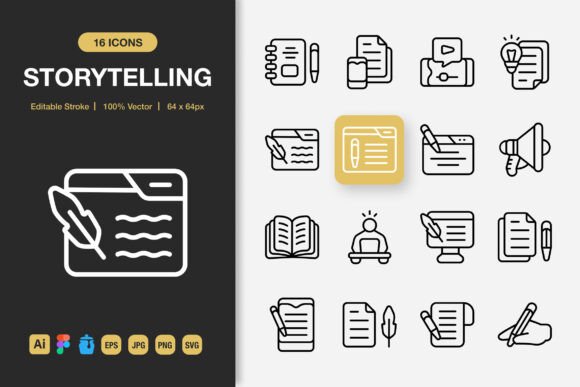 Storytelling Outline Icons: Graphics and Icons for Modern Design