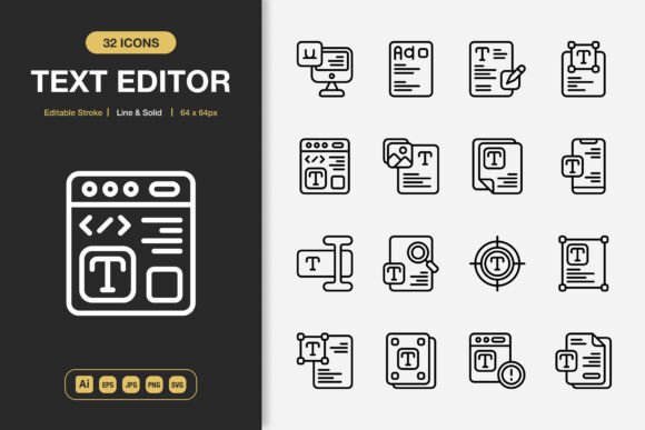 Text Editor Icons: Graphics for Modern Branding