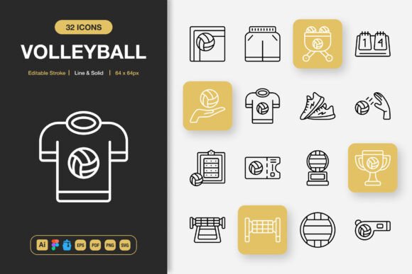Volleyball Icons Graphics