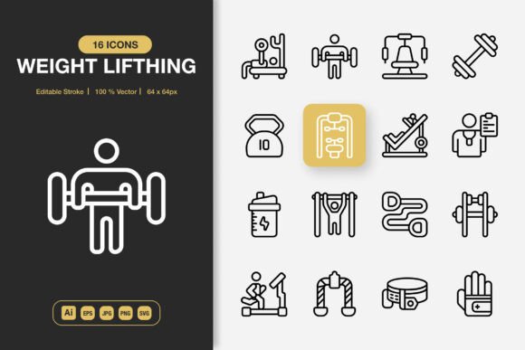 Weight Lifting Icons: Graphics and Icons for Dynamic Design